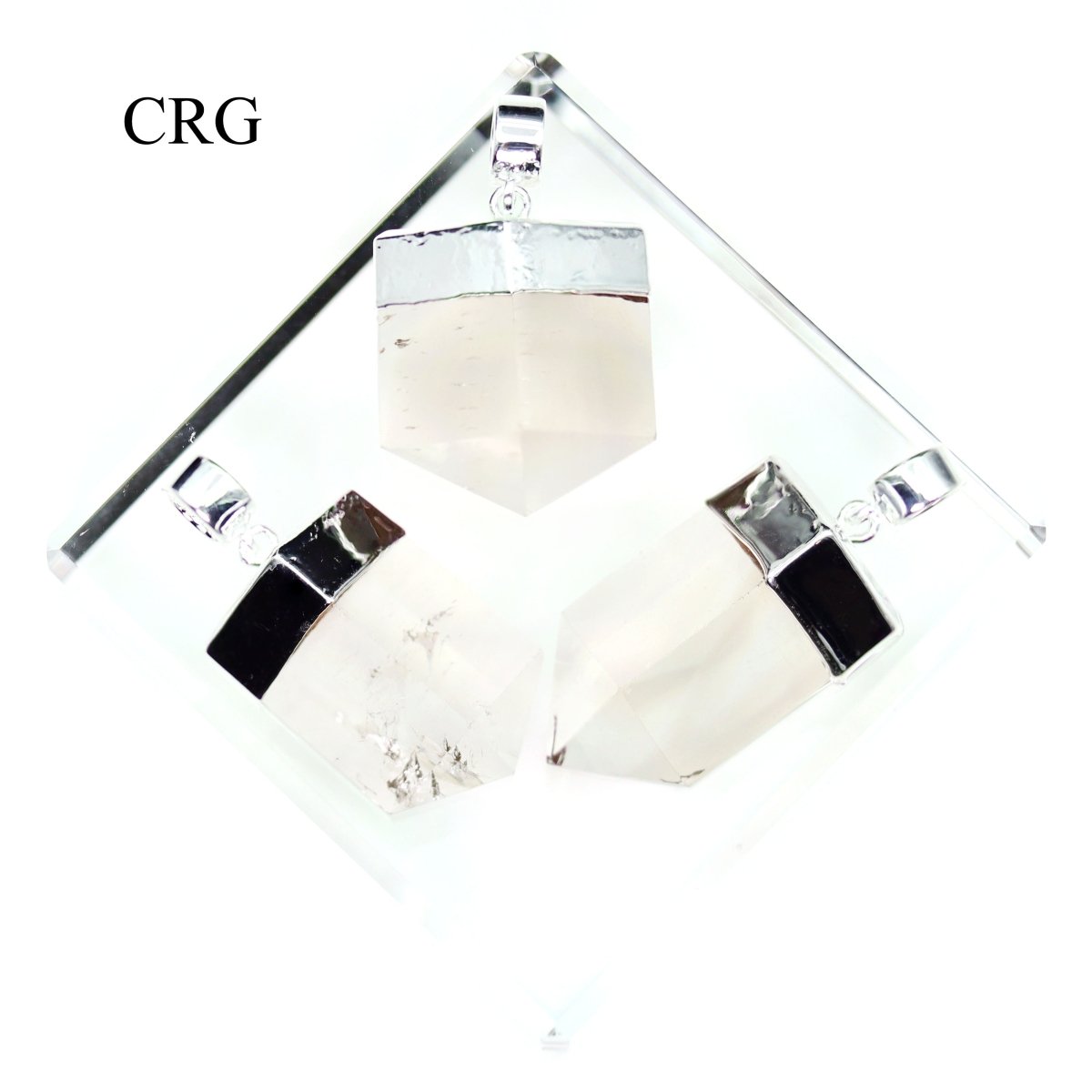 Smoky Quartz Thick Point Flat Pendant with Silver Plating (1 Piece) Size 1 Inch Faceted Crystal Jewelry Charm