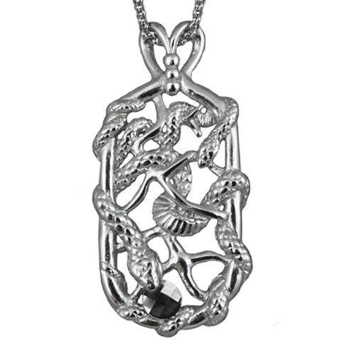 Snake Tag Necklace Double Serpent Pendant Silver Tone