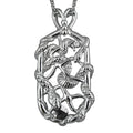 Snake Tag Necklace Double Serpent Pendant Silver Tone