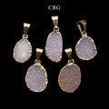 Agate Druzy Round Freeform Pendant with Gold Plating (0.5 Inch) (1 Piece)
