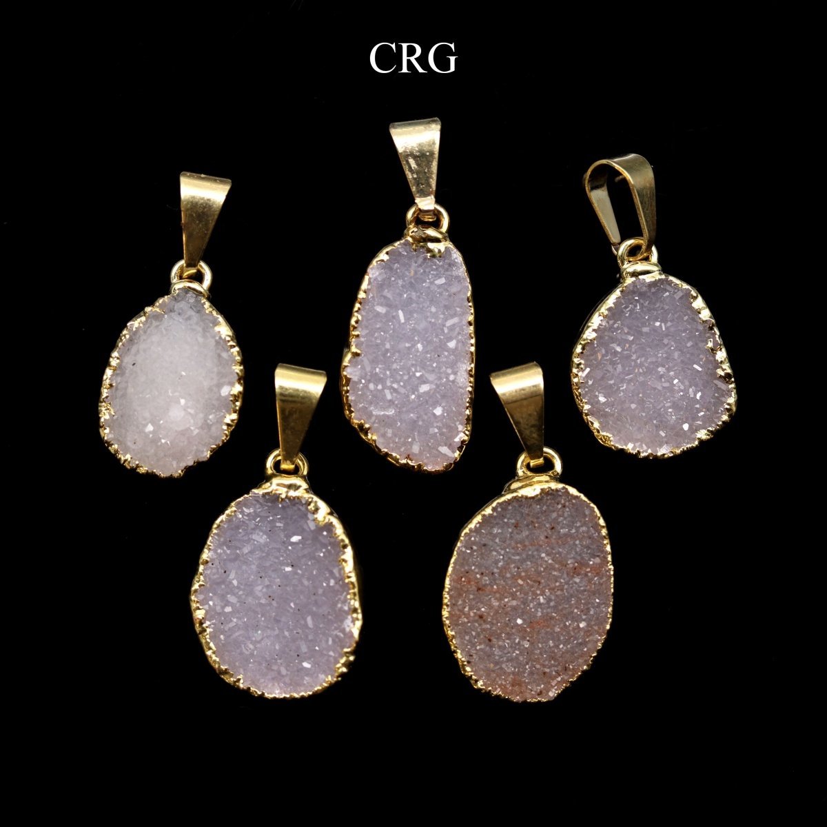 Agate Druzy Round Freeform Pendant with Gold Plating (0.5 Inch) (1 Piece)