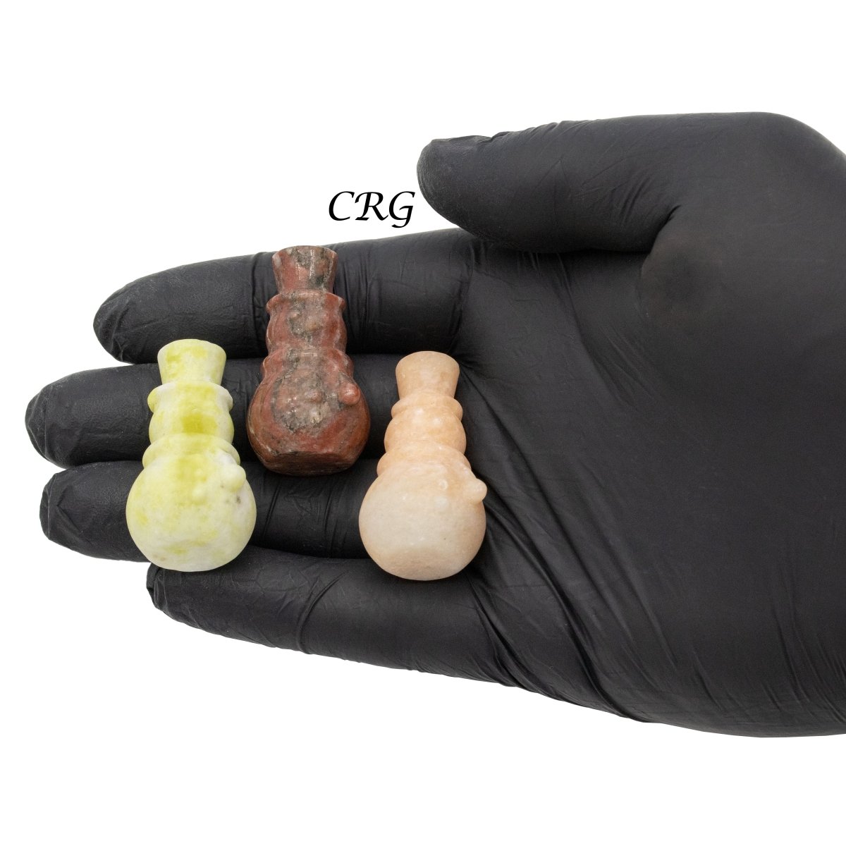 Snowman Mixed Gemstones (4 Pieces) Size 1.5 Inches Assorted Crystal Holiday Carvings