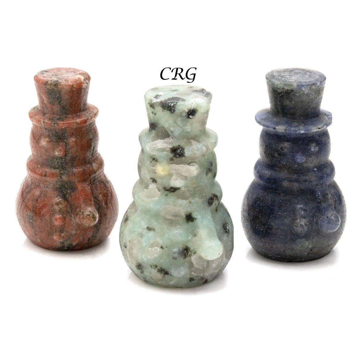 Snowman Mixed Gemstones (4 Pieces) Size 1.5 Inches Assorted Crystal Holiday Carvings