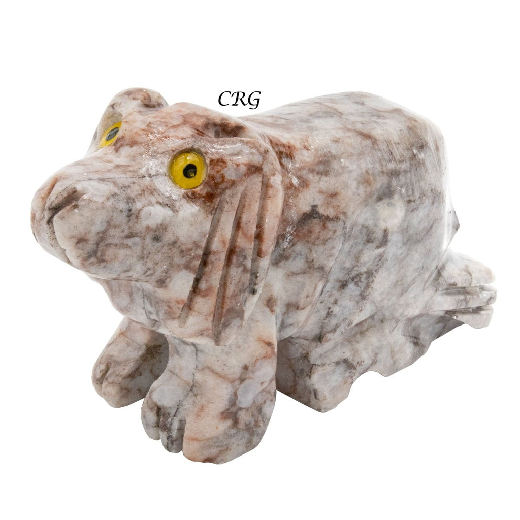 Soapstone Dogs (10 Pieces) Size 1.5 Inches Carved Standing Gemstone Crystal Animals