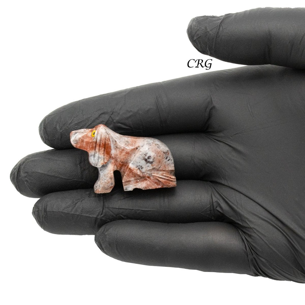 Soapstone Dogs (10 Pieces) Size 1.5 Inches Carved Standing Gemstone Crystal Animals