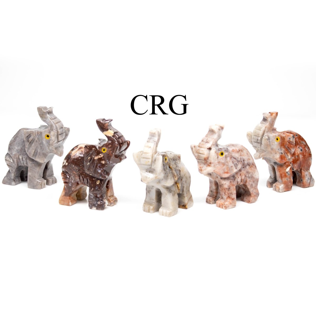 Soapstone Elephants (10 Pieces) Size 1.5 Inches Crystal Gemstone Animal Carvings