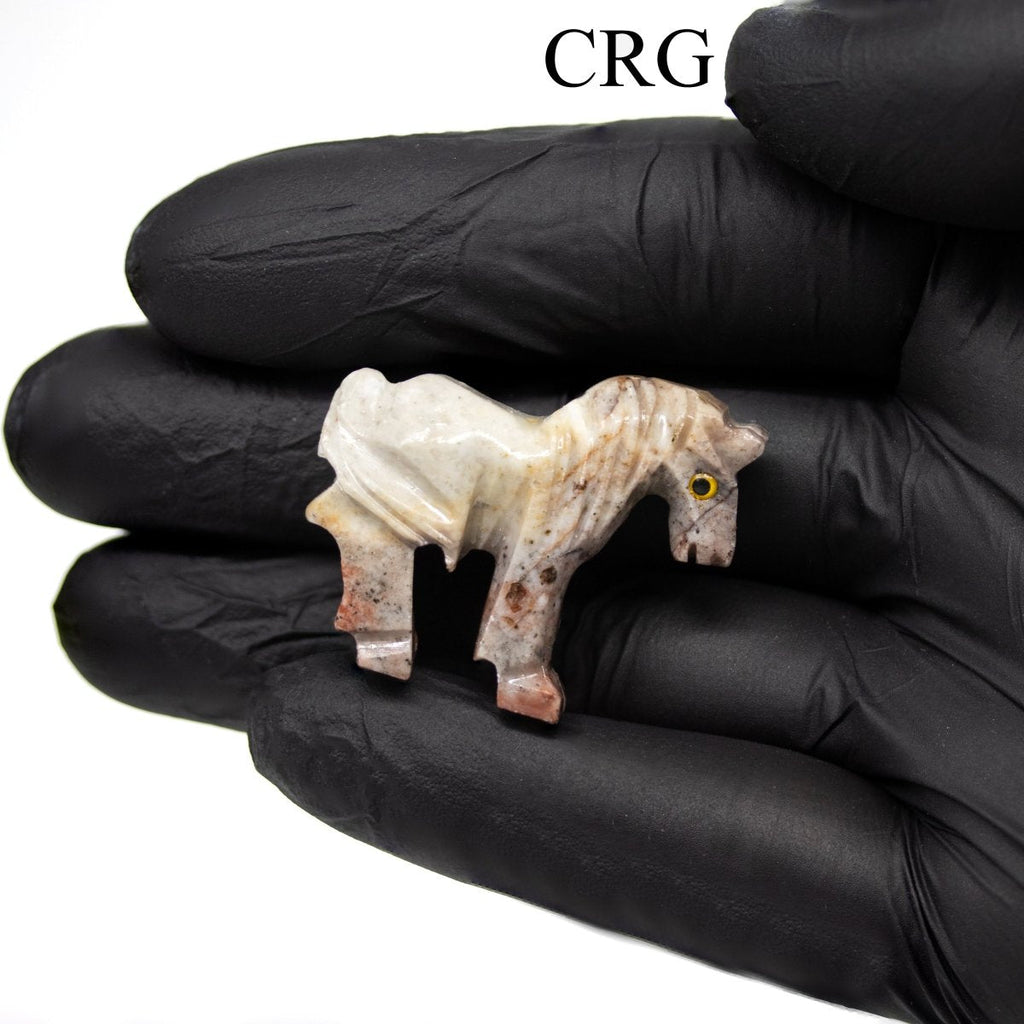 Soapstone Horses (10 Pieces) Size 1.5 Inches Crystal Gemstone Animal Carvings