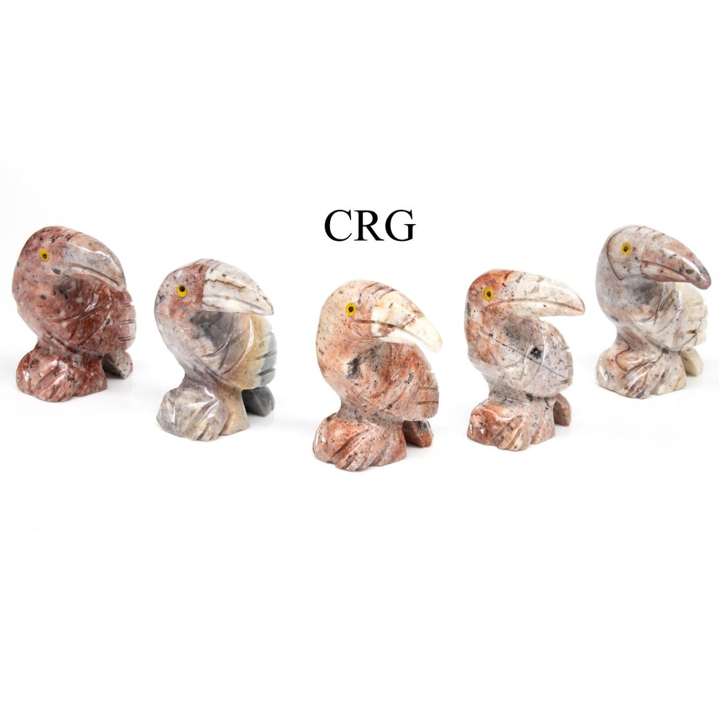 Soapstone Toucans (10 Pieces) Size 1.5 Inches Crystal Gemstone Animal Carvings