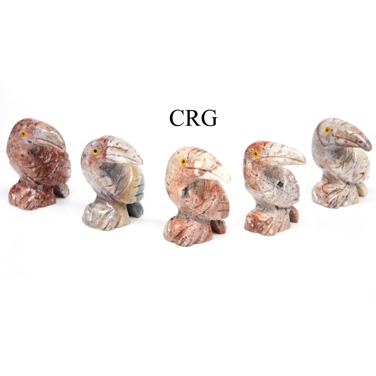Soapstone Toucans (10 Pieces) Size 1.5 Inches Crystal Gemstone Animal Carvings