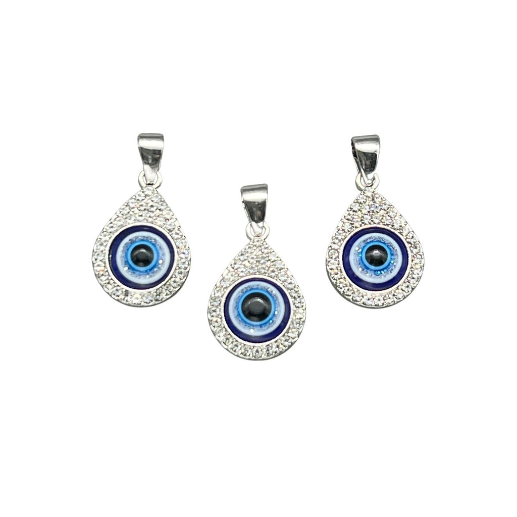 Sodalite Eye Teardrop Pendant Silver Plating (5 Pieces) Wholesale Crystal Gemstone Jewelry Supply Parts Beads Charms (INJD)