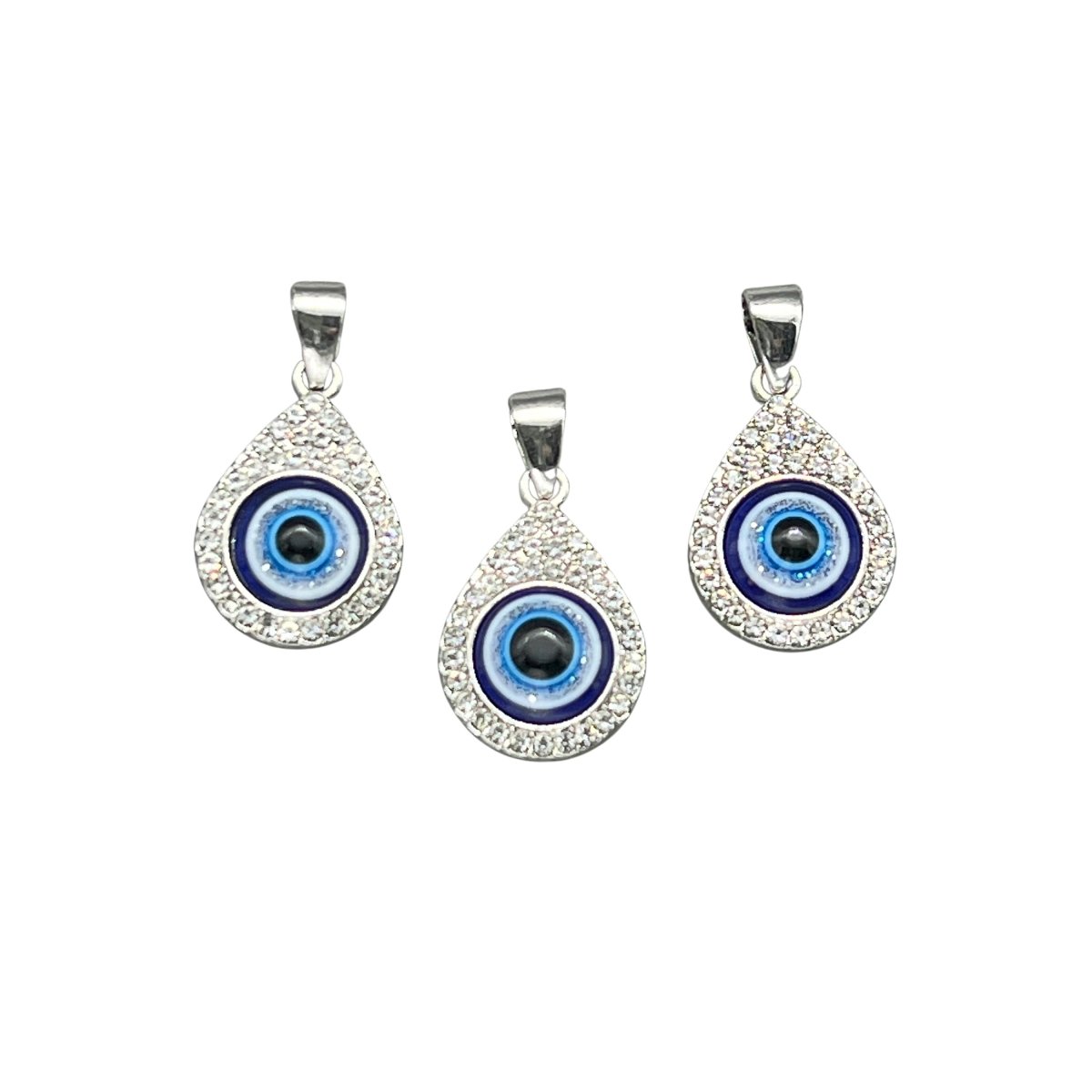 Sodalite Eye Teardrop Pendant Silver Plating (5 Pieces) Wholesale Crystal Gemstone Jewelry Supply Parts Beads Charms (INJD)