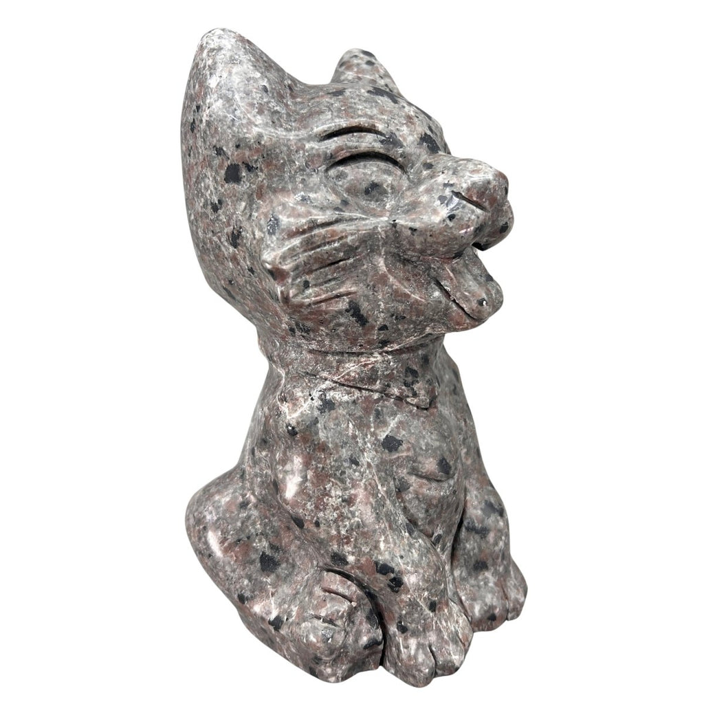 Sodalite Syenite Dog Gemstone (1 Piece) Size 6 Inches UV Reactive Crystal Animal Carving