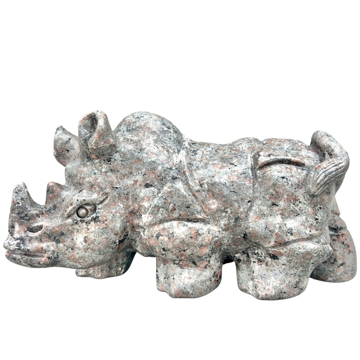 Sodalite Syenite Rhino Carving (8 inches) UV Reactive