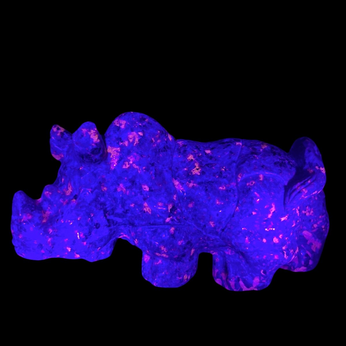 Sodalite Syenite Rhino Carving (8 inches) UV Reactive
