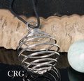Silver Plated Round Spiral Cage Pendant (1.5 Inches) (5 Pieces) (INJD)