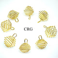 Gold Plated Square Spiral Cage Pendant (1.5 Inches) (5 Pieces) (INJD)
