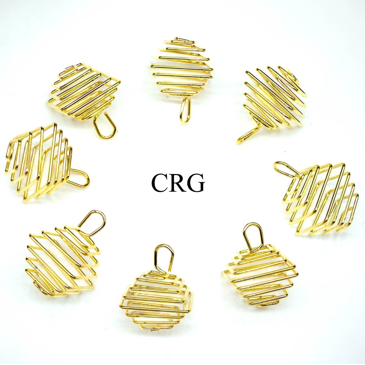 Gold Plated Square Spiral Cage Pendant (1.5 Inches) (5 Pieces) (INJD)