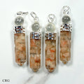 Sunstone Orgonite and Glass Ball Pendant with Silver Plating (2 Inches) (4 Pieces) (INJD)