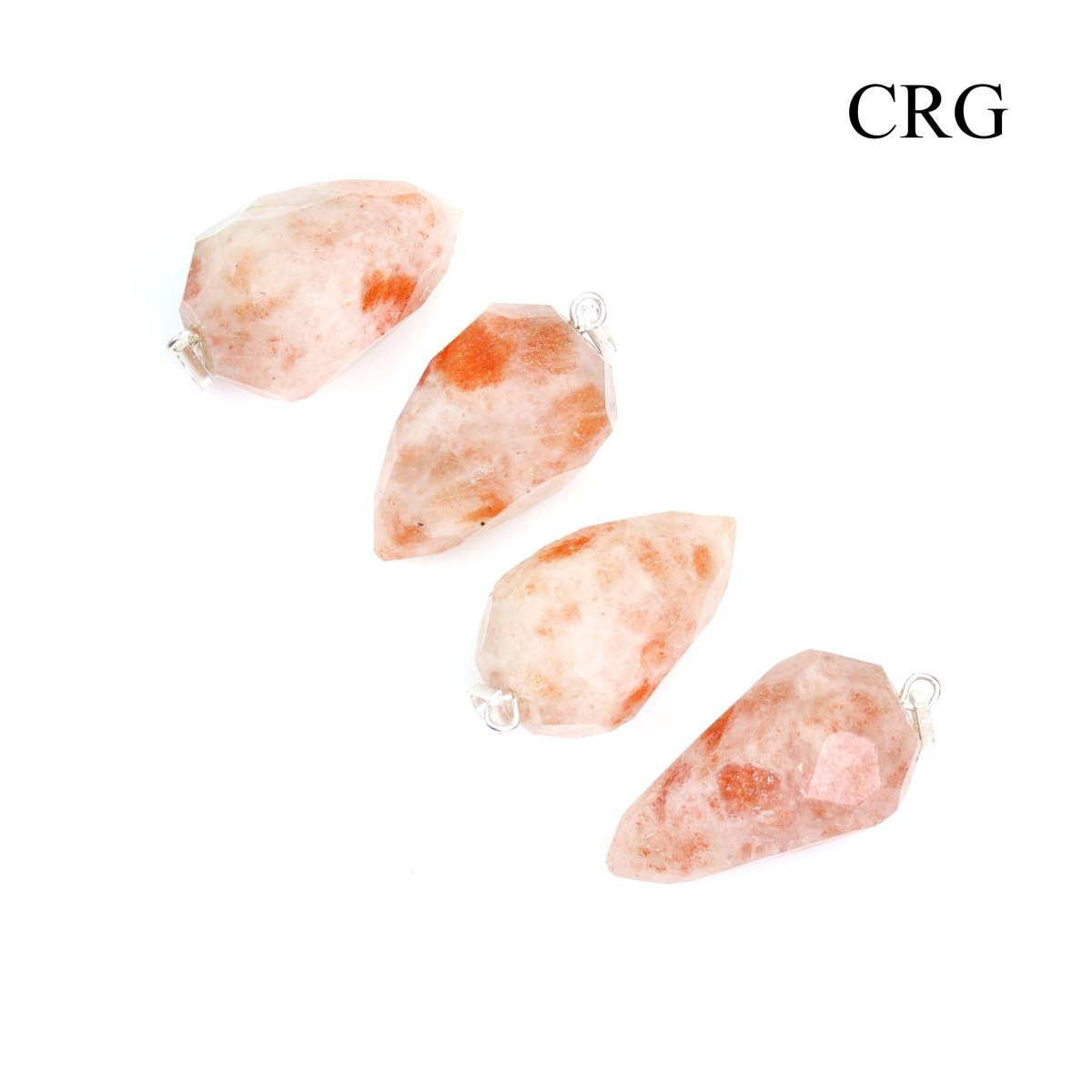 Sunstone Faceted Drop Pendant with Silver Bail (4 Pieces) Size 1 Inch (INJD)