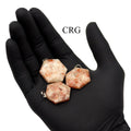 Sunstone Hexagon Pendants (1 Inch) (4 Pcs) Small Silver-Plated Faceted Hexagon Pendants (INJD)