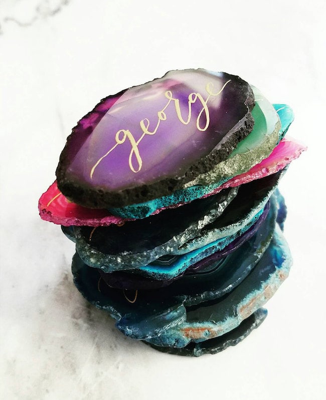 Teal Agate Slice 2.5 "- 3.5 " Size #1 Blank (Best For Escort Name Cards)
