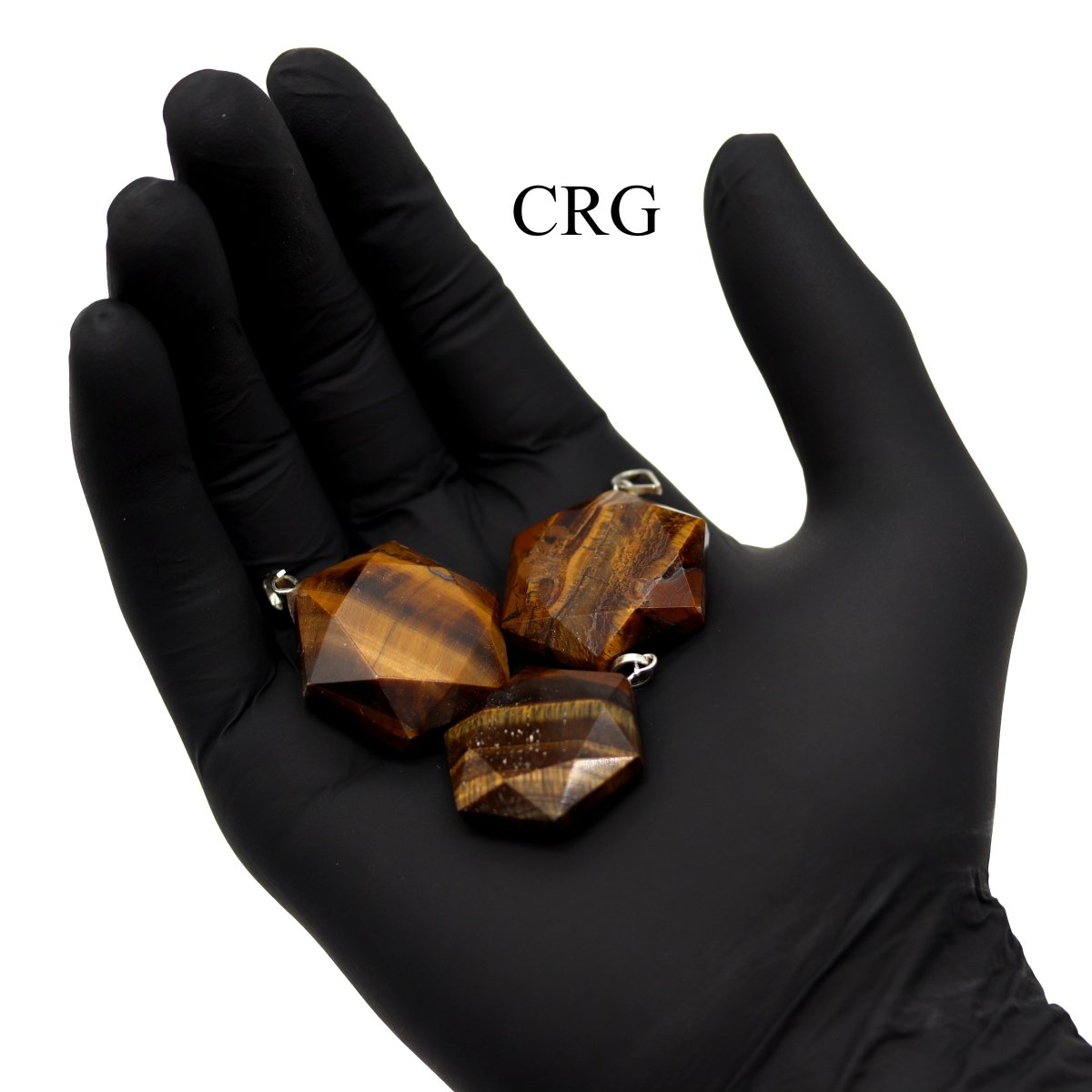 Tiger's Eye Faceted Hexagon Pendant with Silver Bail (4 Pieces) Size 1 Inch (INJD)
