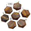 Tiger's Eye Faceted Hexagon Pendant with Silver Bail (4 Pieces) Size 1 Inch (INJD)