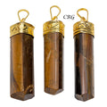 Tiger's Eye 3-Sided Point Pendant with Gold Plating (4 Pieces) Size 2