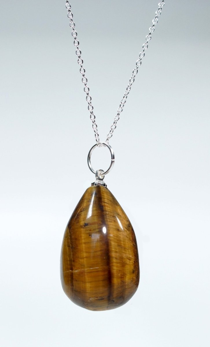 Tiger's Eye Teardrop Pendant with Silver Bail (4 Pieces) Size 1.75 Inches (INJD)