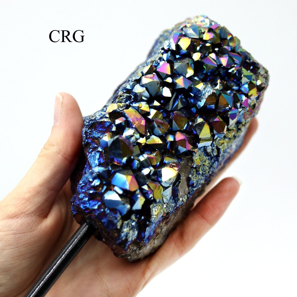 Titanium Aura Amethyst (1 Piece) Size 1 to 1.5 Kilograms Large Crystal Gemstone on Metal Stand