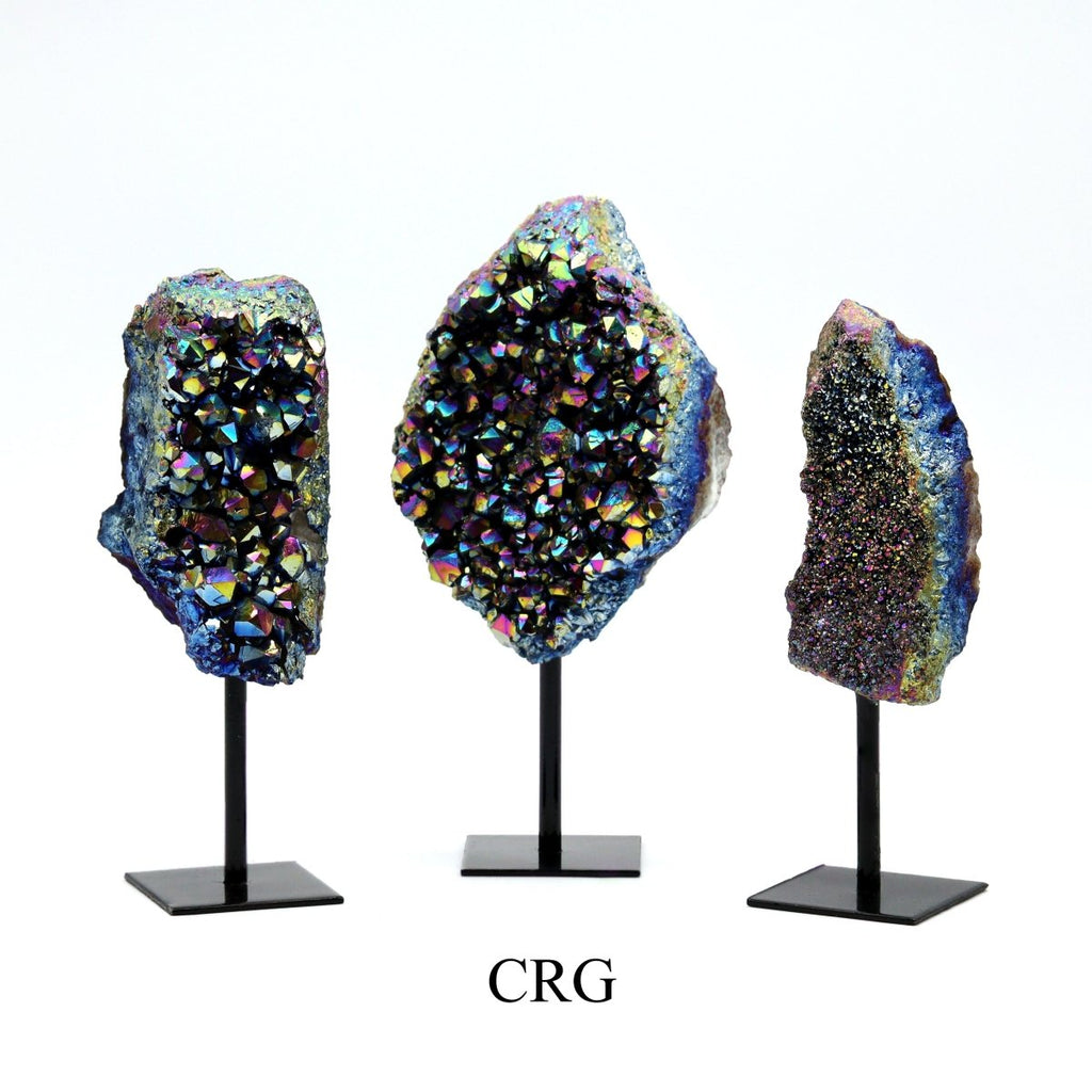 Titanium Aura Amethyst (300-500 Grams) (1 Pc) Large Titanium Aura Amethyst Crystal on Metal Stand