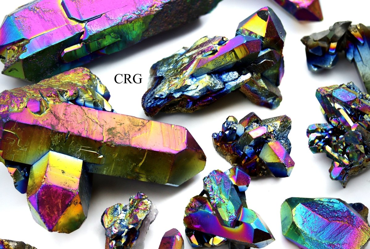 Titanium Aura Quartz Clusters (1 Pound) Size 50 to 250 Grams Bulk Wholesale Lot Crystal Gemstones