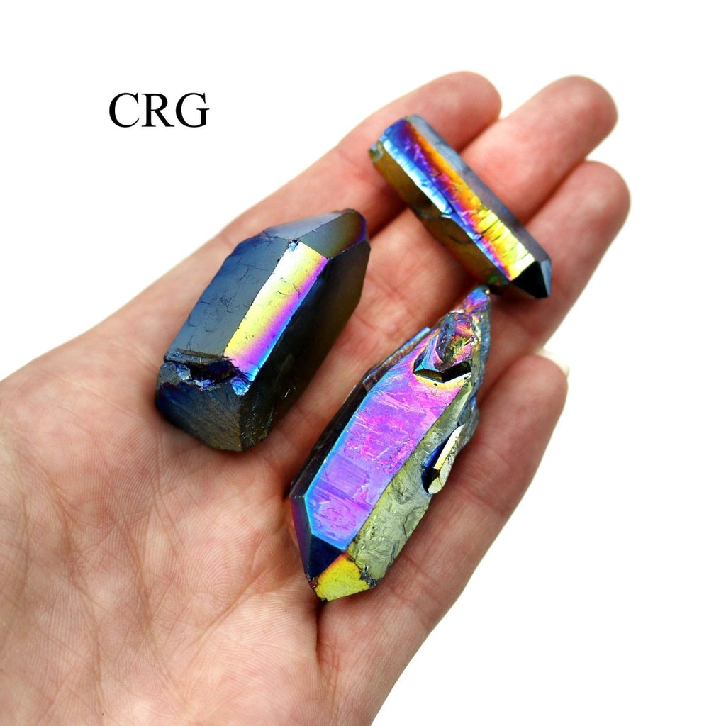 Titanium Aura Quartz Points (1 Pound) Size 1-3 Inches Polished Rainbow Crystal Lot
