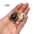Tourmalated Quartz Teardrop Pendant with Silver Plating (1 Inch) (1 Piece)