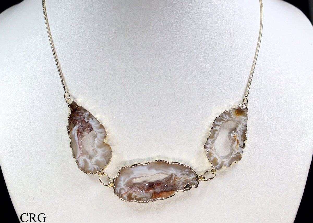 Oco Geode Linked Slice Necklace with Gold Plating (24 Inches) (1 Piece)