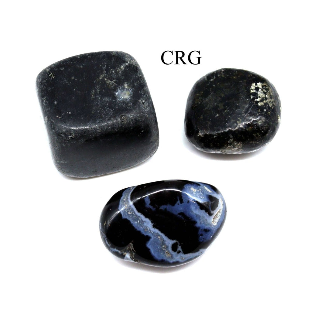 Tumbled Mixed Black Tourmaline and Sardonyx / 20-40mm AVG - 1 KILO LOT