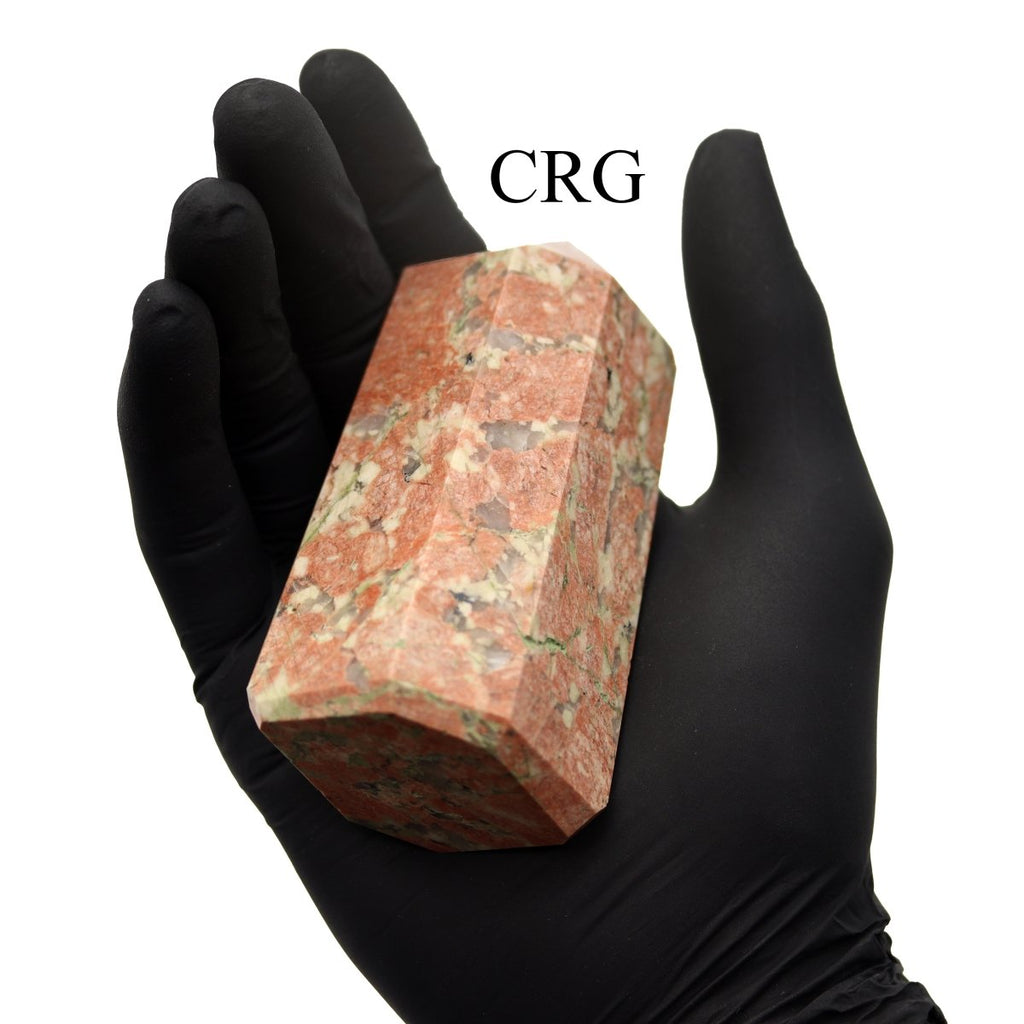 Unakite Point (1 Piece) Size 3 to 5 Inches 6-Sided Standing Crystal Gemstone Home Decor