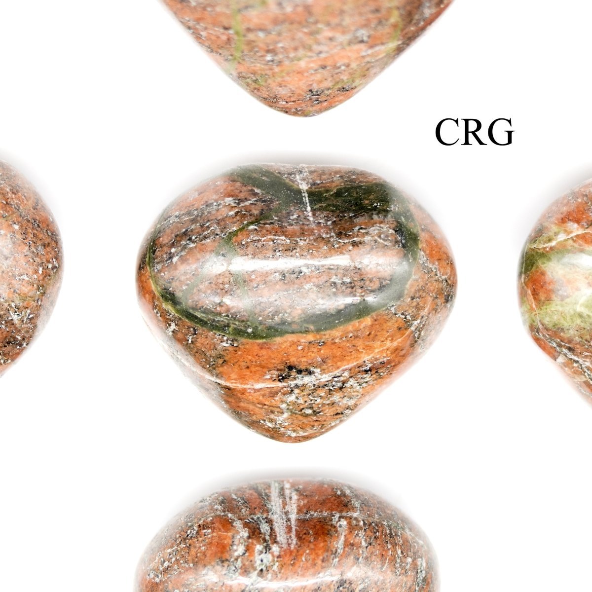 Unakite Puffy Hearts (5 Pieces) Size 1 to 2 Inches Small Polished Gemstone Shapes