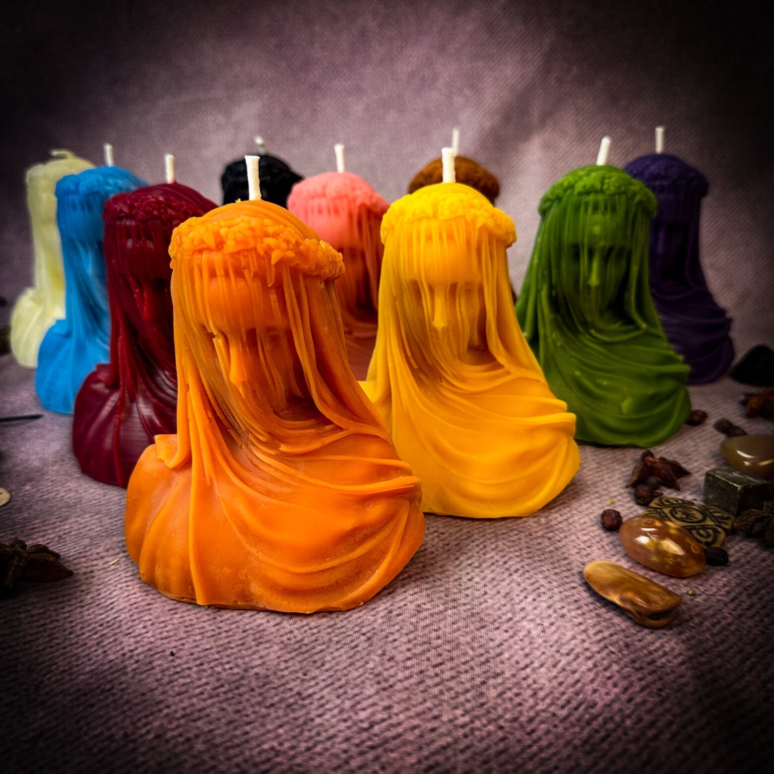 Beeswax Veil of Secrets Spell Candle - Truth Revelation & Privacy Protection