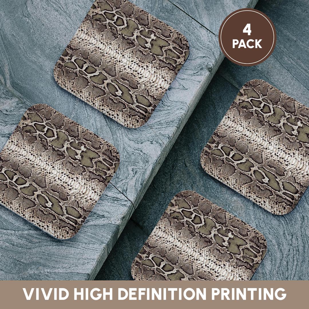 3dRose Janna Salak Designs Prints and Patterns - Grey Snakeskin Animal Print - Coasters (cst_20347)