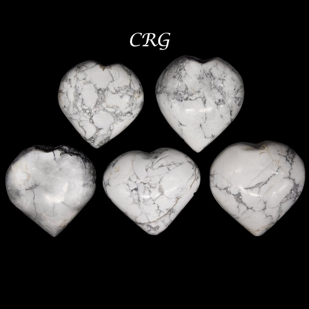 White Howlite Puffy Heart (5 Pieces) Size 1.5 Inches Crystal Gemstone Shape