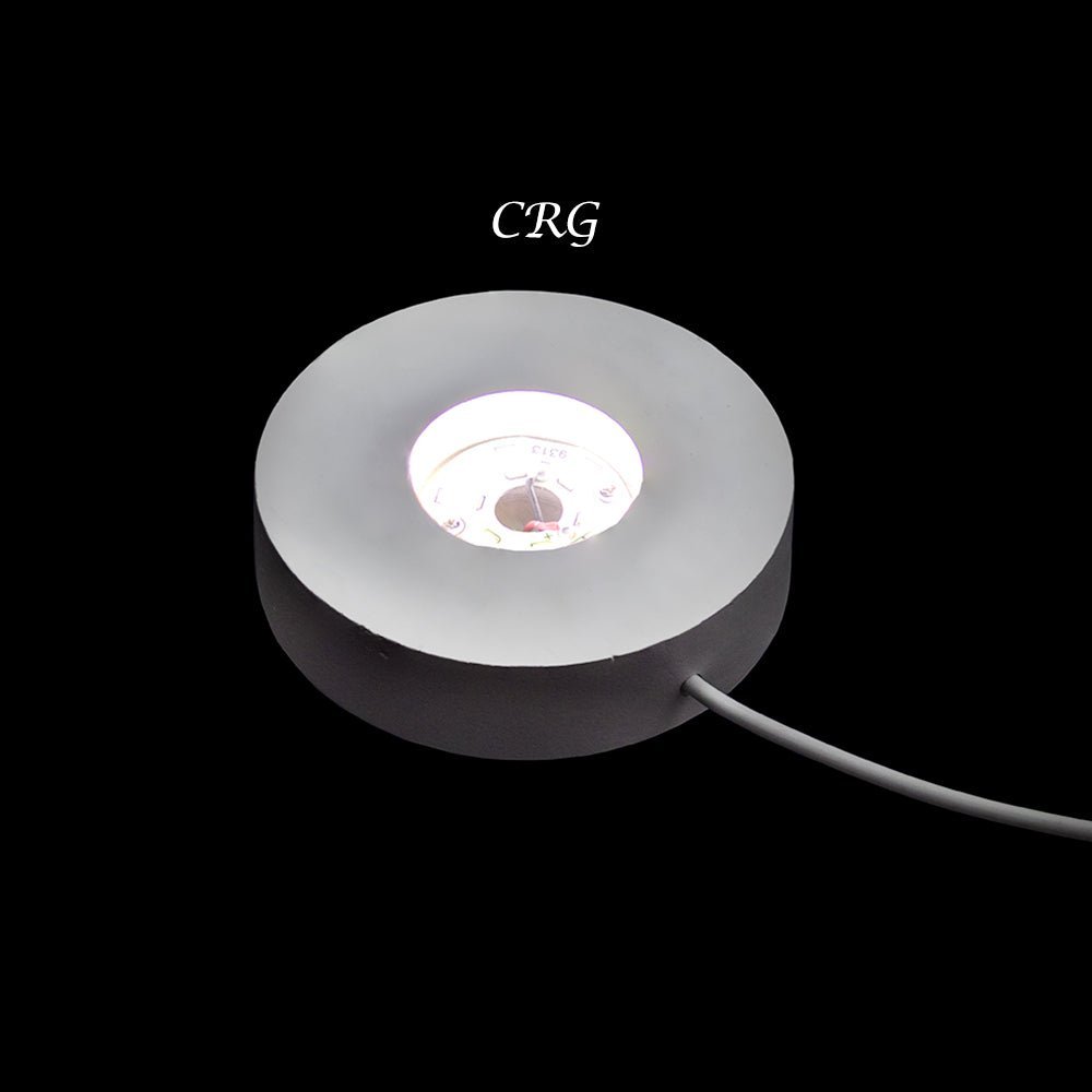 White Round Wooden Light Display Box with USB Plug 3 inch (1 Piece) Decor Lamp