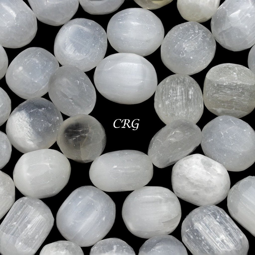 White Selenite Hand Carved Tumble 25 to 35mm (12 Pieces)