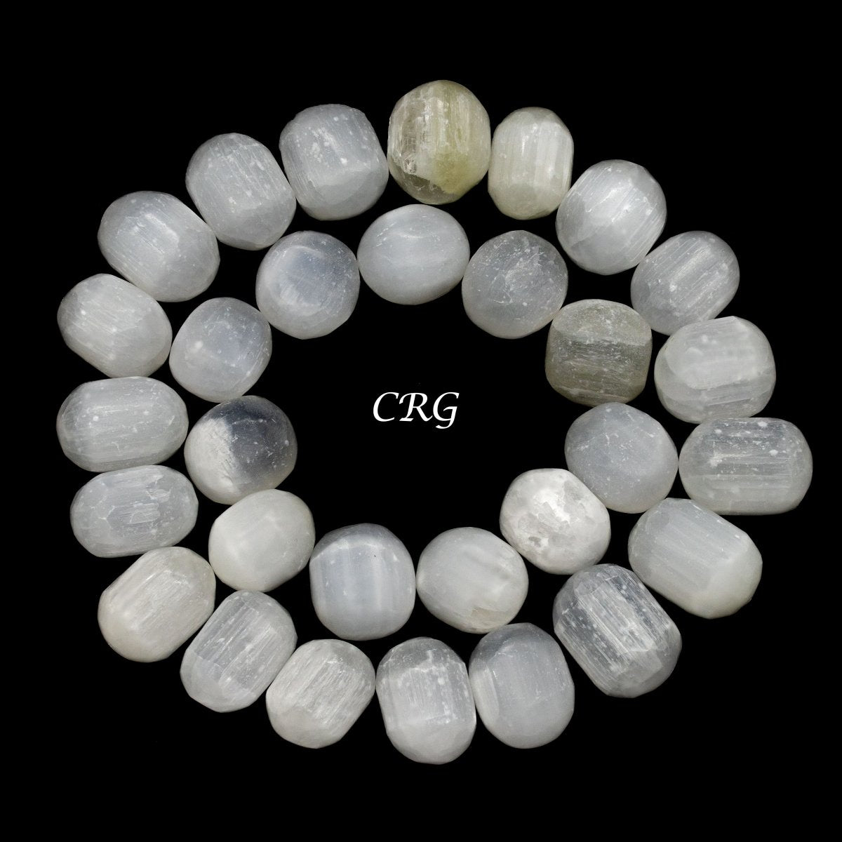 White Selenite Hand Carved Tumble 25 to 35mm (12 Pieces)