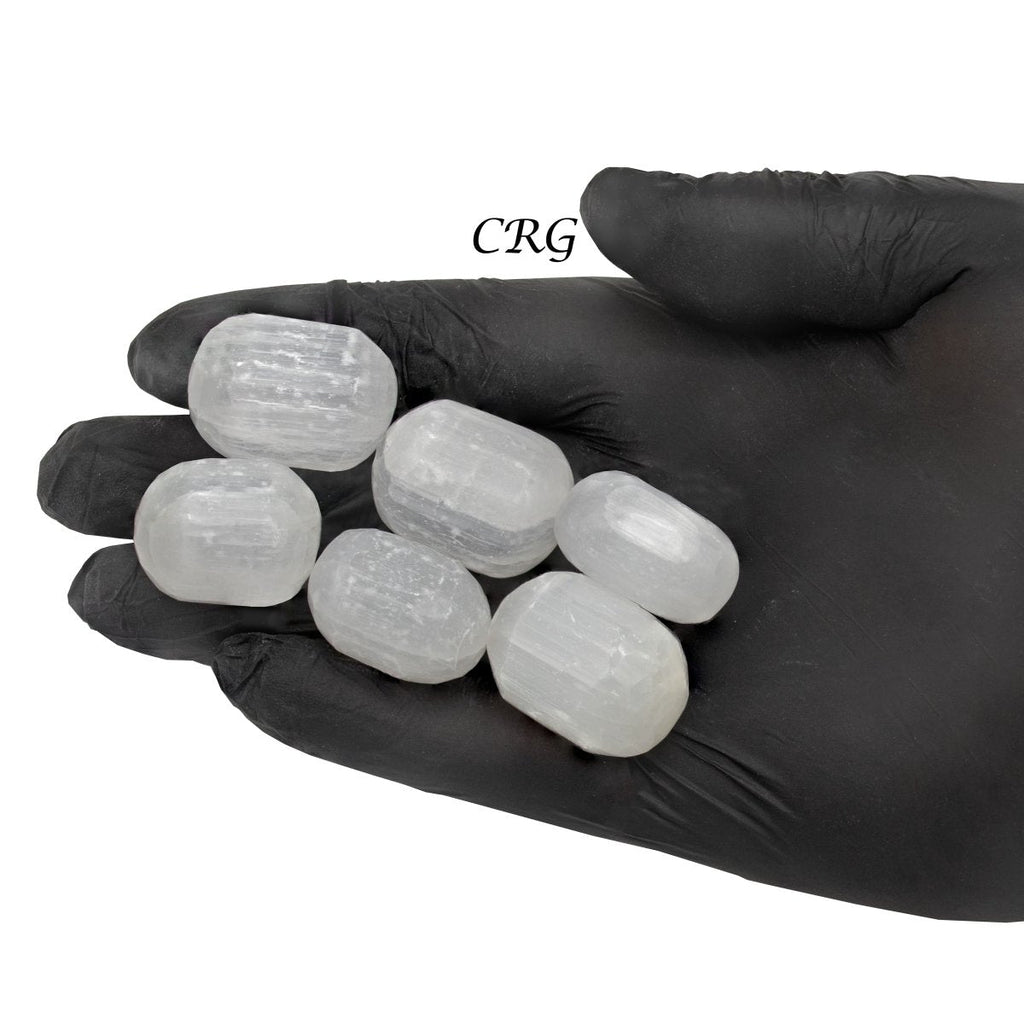 White Selenite Hand Carved Tumble 25 to 35mm (12 Pieces)