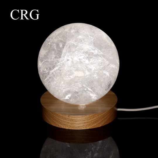 Wood Base Round White LED Display Light with USB Plug (1 Piece) Size 4 Inches Decor Lamp