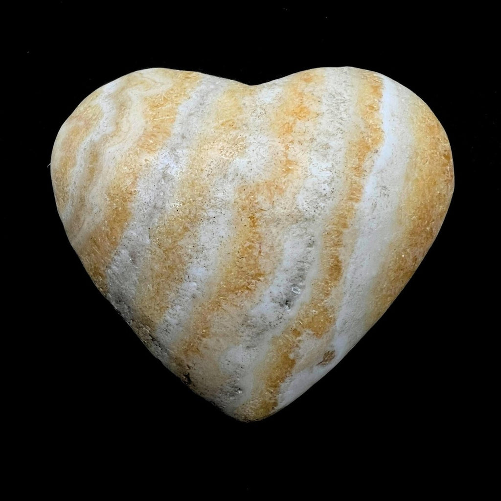 Yellow Banded Calcite Polished Hearts