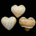 Yellow Banded Calcite Polished Hearts