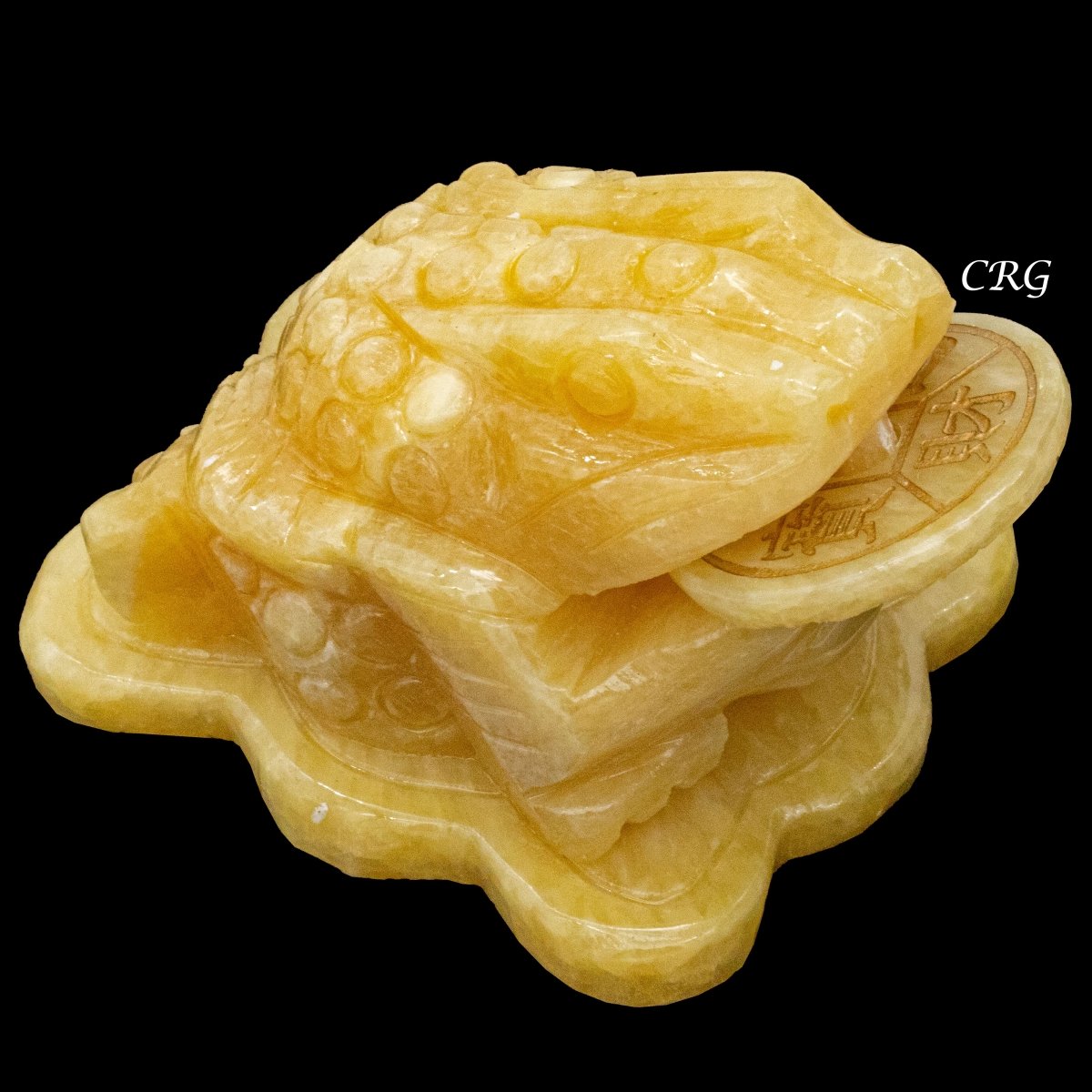 Yellow Calcite Good Lucky Money Frog Toad (1 Piece) Size 3 Inches Crystal Gemstone Animal Carving