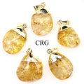 Yellow Crackle Quartz Pendant with Gold Plating (0.5 To 1 Inch) (4 Pieces)